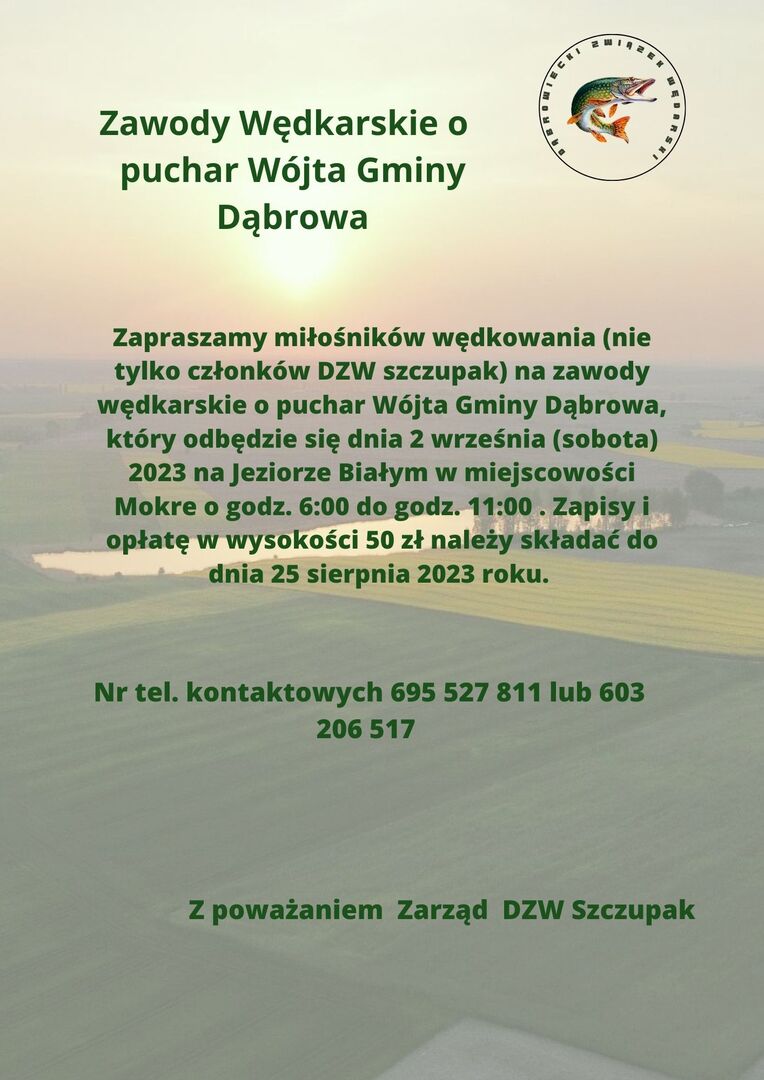 Plakat zawody wędkarskie.