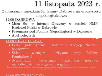 Plakat dot. obchodów Święta Niepodległości