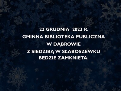 Ogłoszenie nieczynna biblioteka.