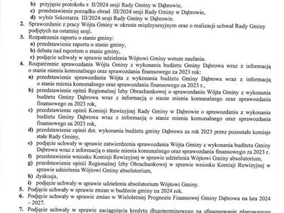 Ogłoszenie o sesji.