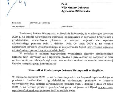 Komunikat Powiatowego Lekarza Weterynarii.