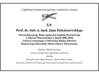 Zmarł Profesor Jan Dzieniszewski