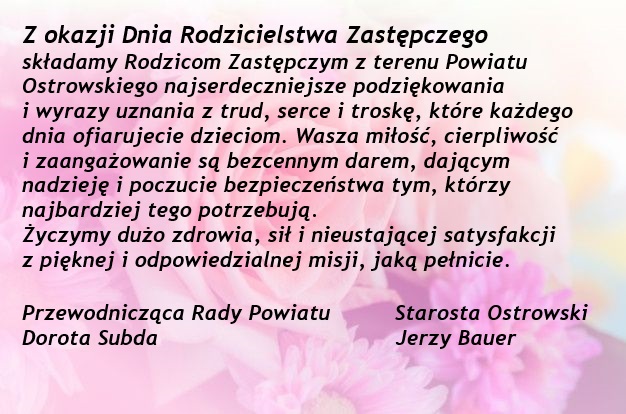 życzenia od władz powiatu