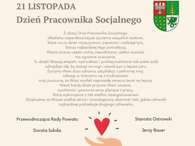 21 listopada Dzień Pracownika Socjalnego - życzenia