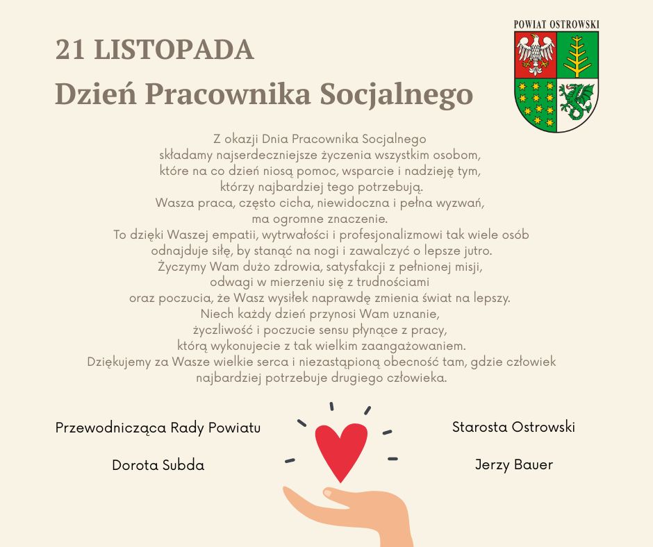 21 listopada Dzień Pracownika Socjalnego - życzenia