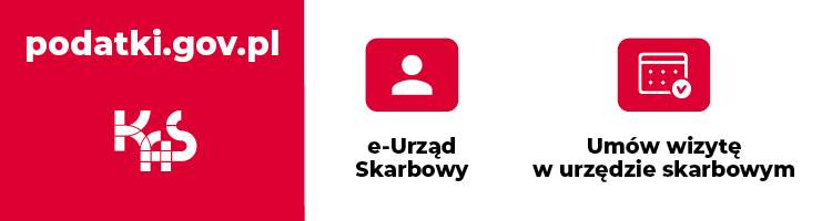 Baner informacyjny jak załatwić sprawę w Urzędzie Skarbowym