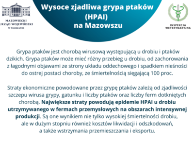Ulotka informacyjna o wysoce zjadliwej grypie ptaków część I 