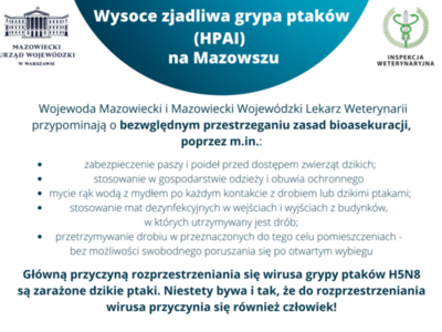 Ulotka informacyjna o wysoce zjadliwej grypie ptaków część II 