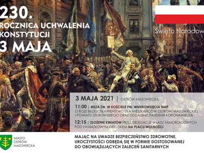 Plakat informujący o obchodach 230, rocznicy uchwalenia Konstytucji 3 Maja