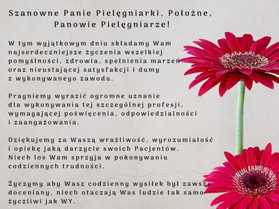 życzenia dla pielęgniarek i położnych od władz powiatu