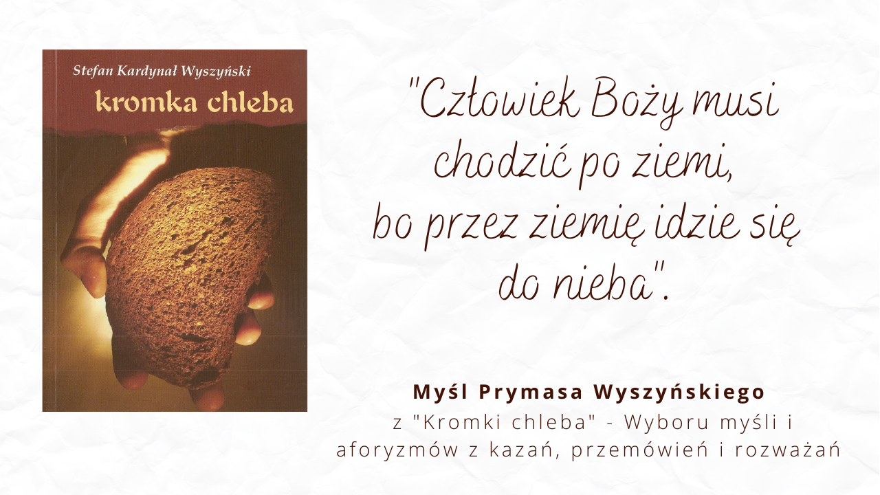 Grafika przedstawiająca ilustrację "Kromki chleba"  oraz cytat 