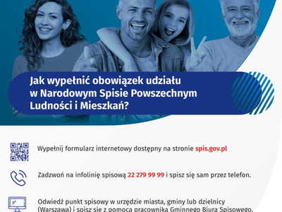 Plakat - instrukcja działania w Narodowym Spisie Powszechnym Ludności i Mieszkań 