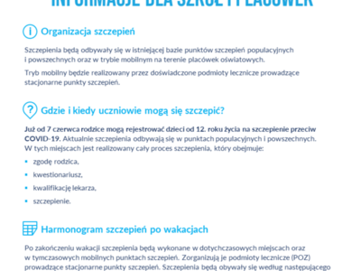 szczepienia dla uczniów - organizacja
