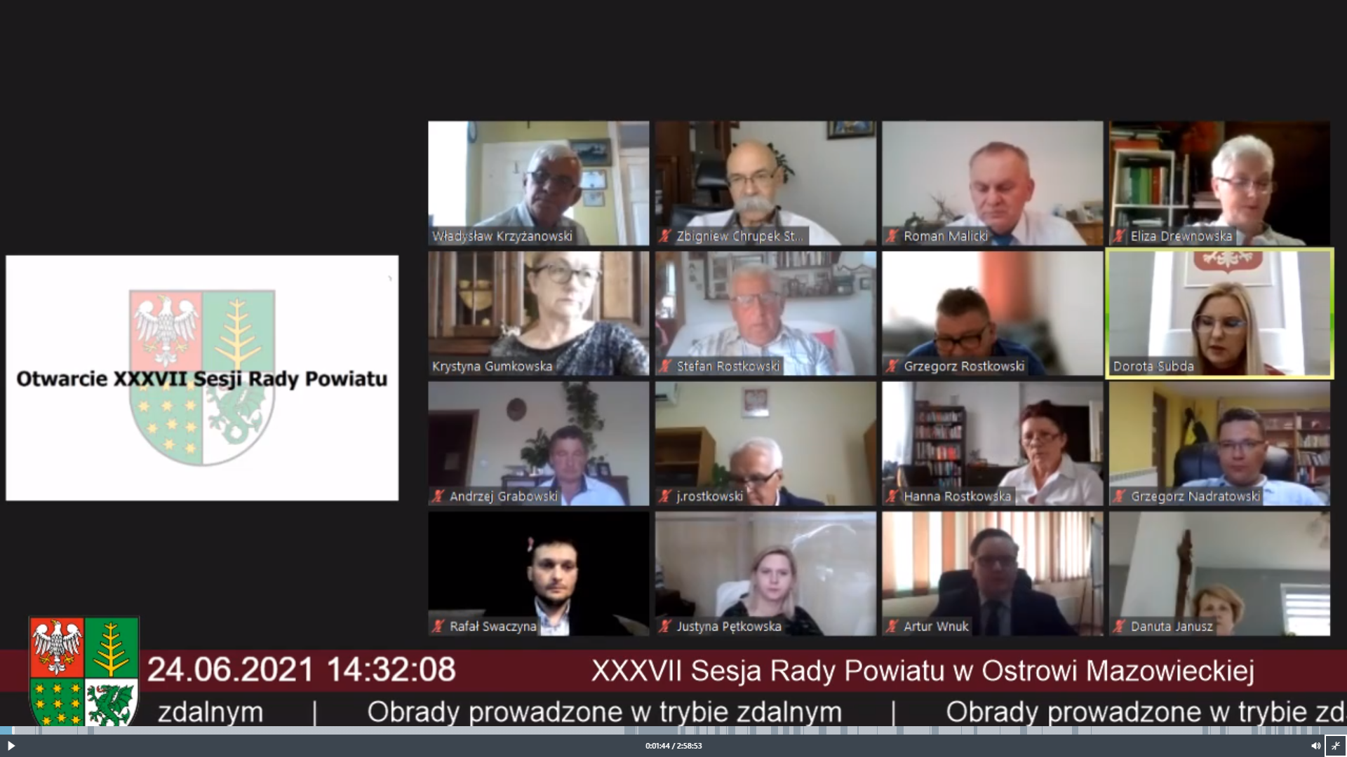 Otwarcie obrad XXXVII Sesji Rady Powiatu