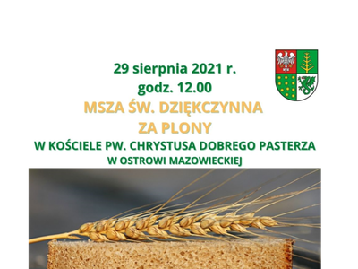 Plakat informujący o Mszy Św. dożynkowej