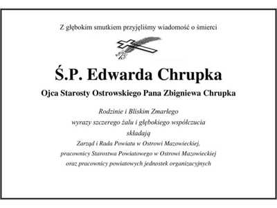 Kondolencje z powodu śmierci Edwarda Chrupka