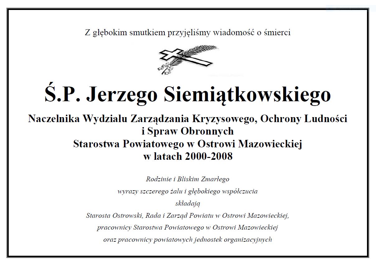 zmarł Jerzy Siemiątkowski