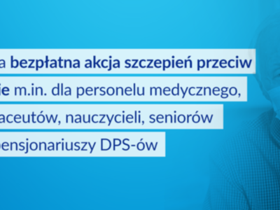 plakat informujący o bezpłatnej akcji szczepień przeciw grypie