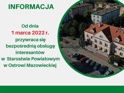 INFORMACJA O PRZYWRÓCENIU BEZPOŚREDNIEJ OBSŁUGI INTERESANTÓW