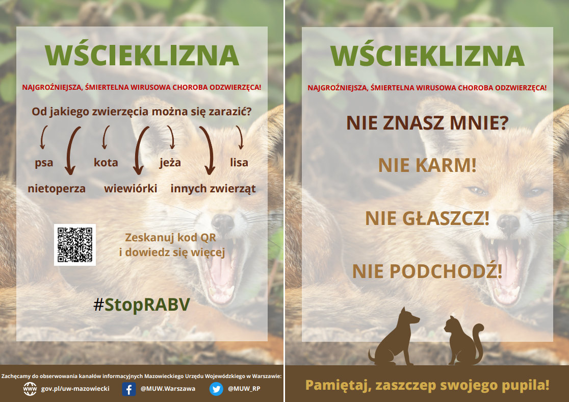 plakat informujący o wściekliźnie