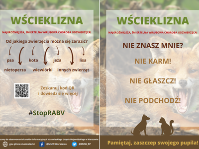 plakat informujący o wściekliźnie