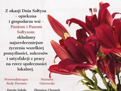 życzenia od władz powiatu z okazji dnia sołtysa