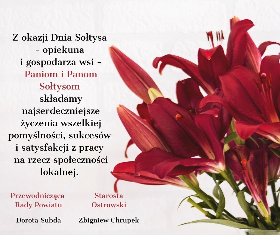życzenia od władz powiatu z okazji dnia sołtysa
