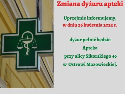 Zmiana dyżuru aptek