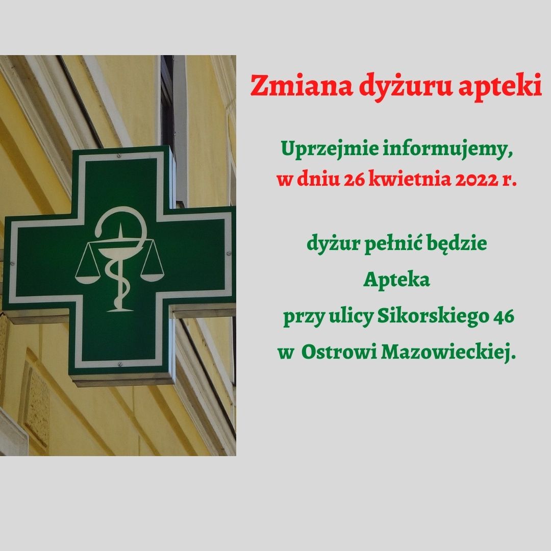 Zmiana dyżuru aptek