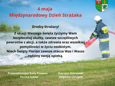 Życzenia z okazji Międzynarodowego Dnia Strażaka