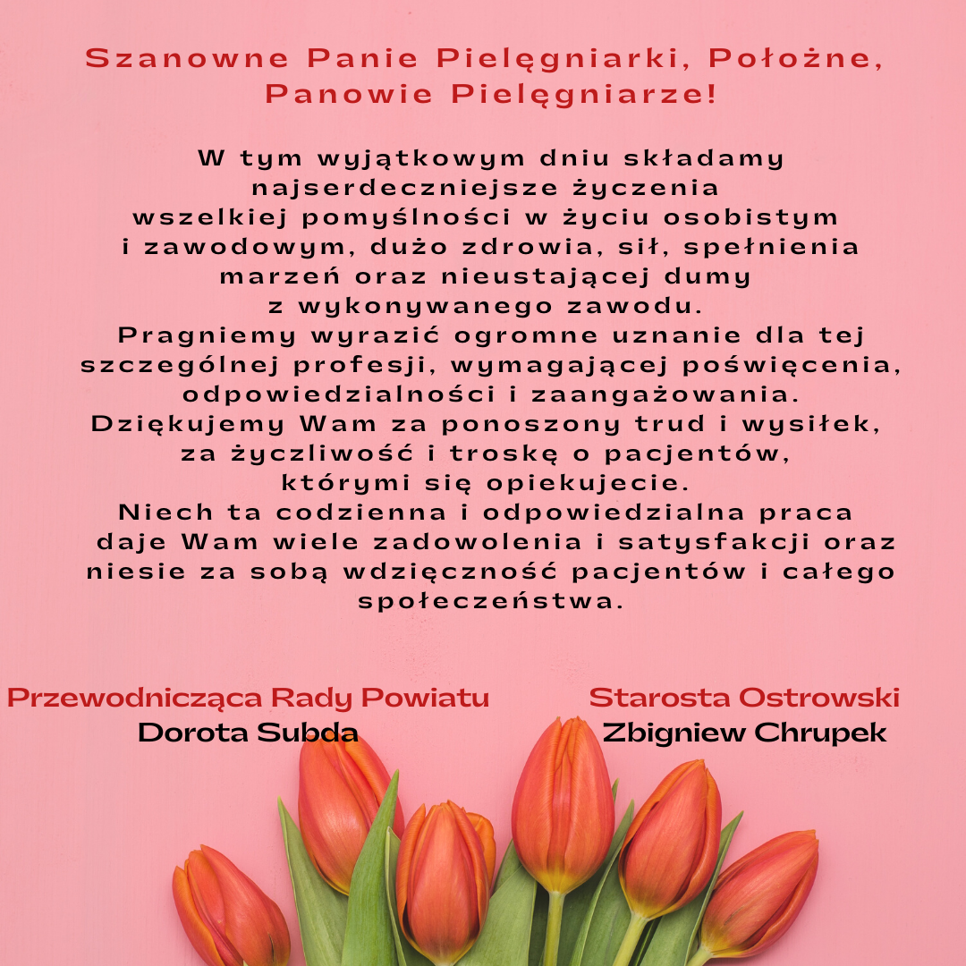 życzenia z okazji Międzynarodowego Dnia Pielęgniarki i Położnej 