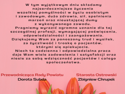 życzenia z okazji Międzynarodowego Dnia Pielęgniarki i Położnej