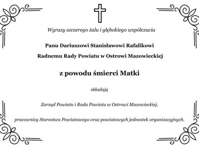 Wyrazy współczucia z powodu śmierci Matki Radnego