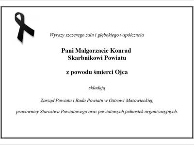 Wyrazy współczucia z powodu śmierci Ojca
