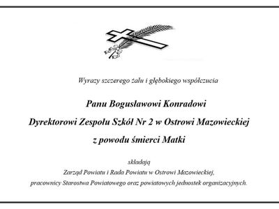 Wyrazy współczucia z powodu śmierci Matki