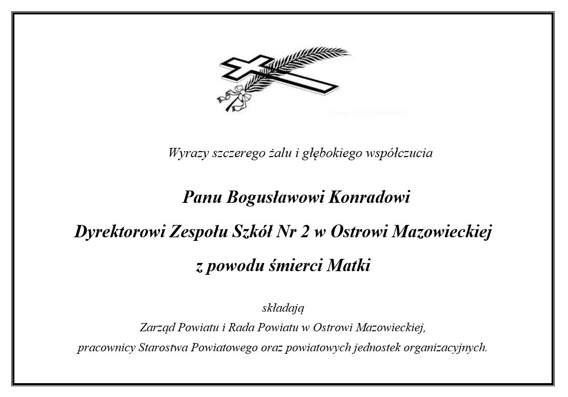 Wyrazy współczucia z powodu śmierci Matki