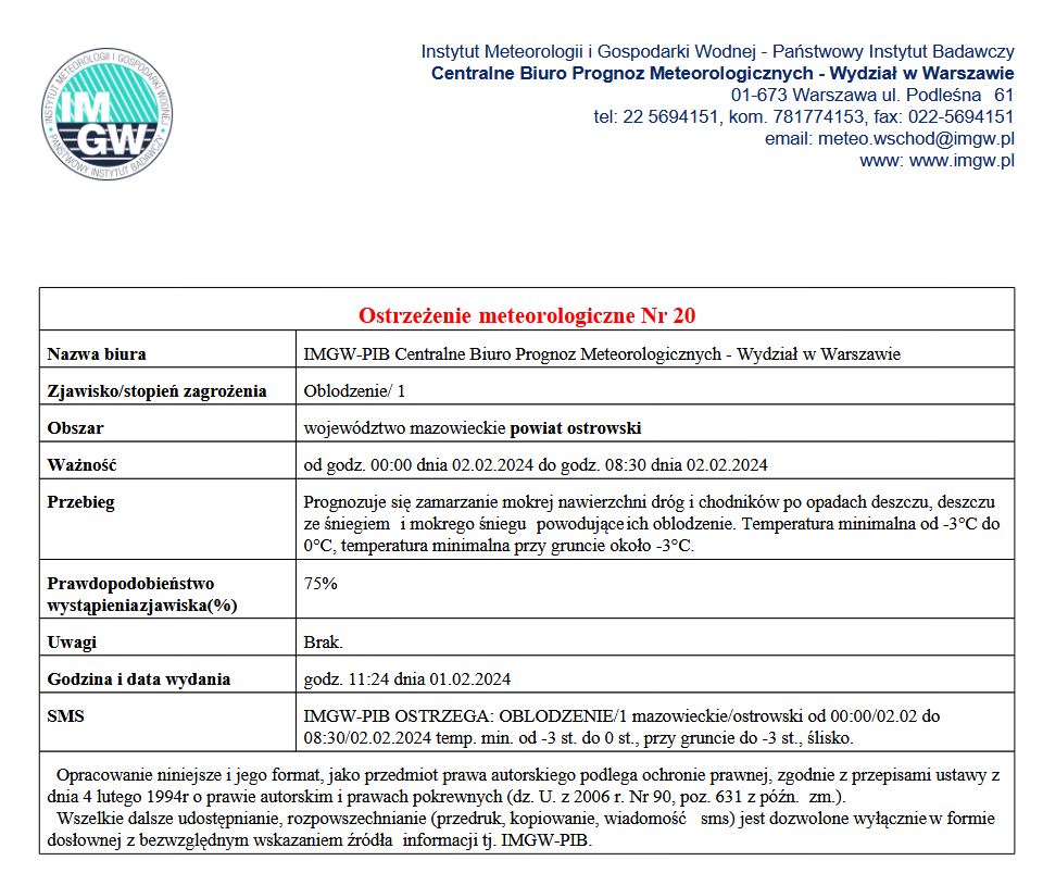 Ostrzeżenie meteorologiczne