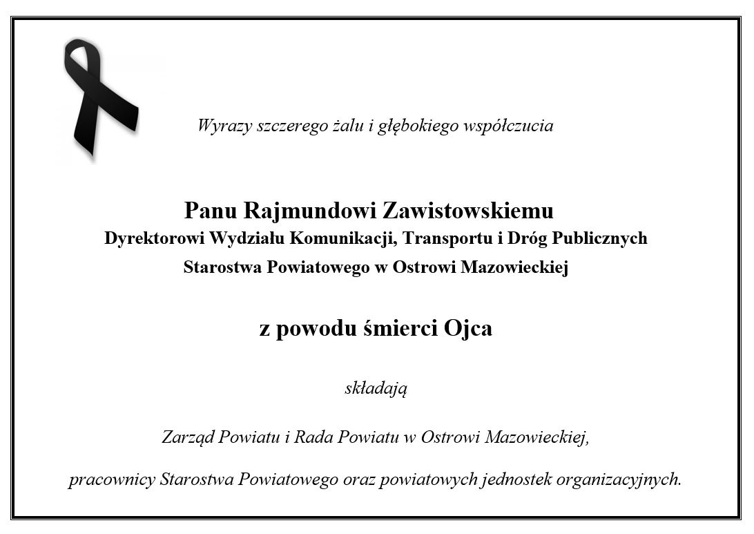 Wyrazy współczucia z powodu śmierci Ojca
