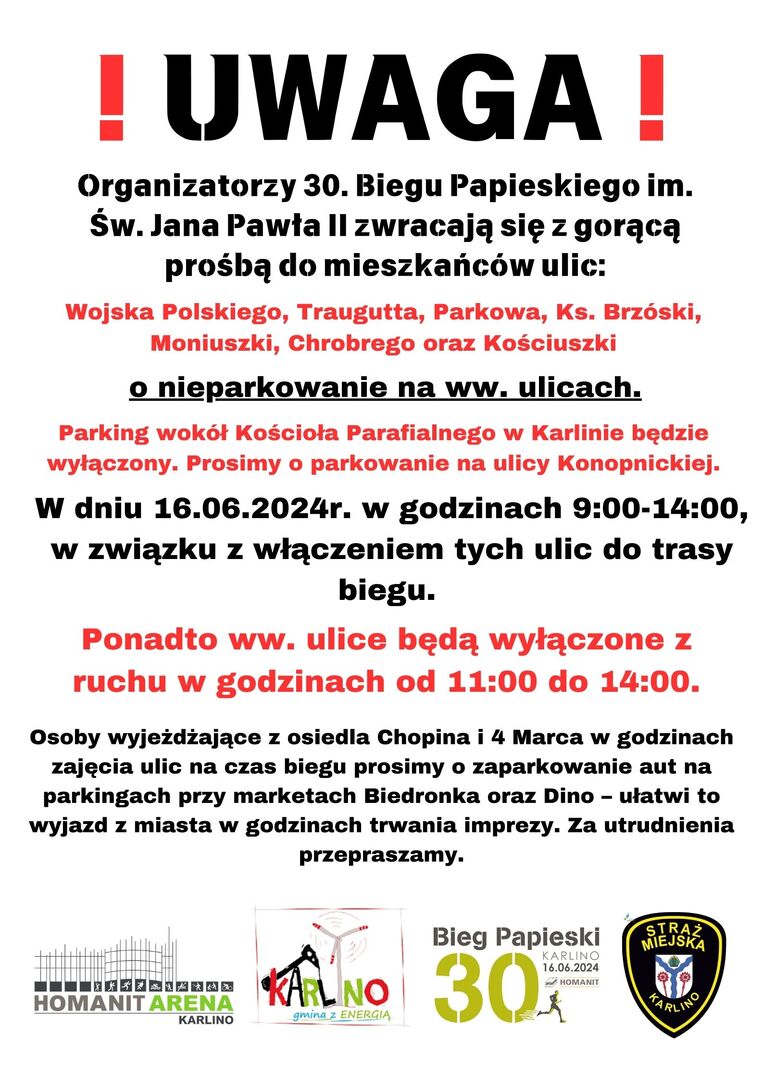utrudnienia Bieg