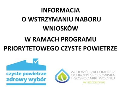 Informacja o wstrzymaniu wniosków