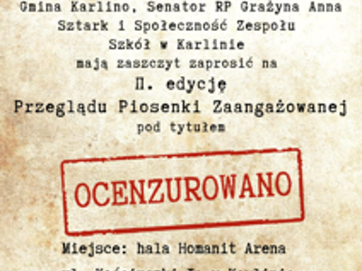 zaproszenie na przegląd piosenki prawdziwej Ocenzurowano
