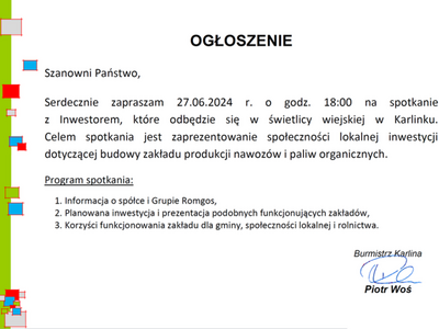 ogłoszenie z informacją o spotkaniu
