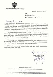 List od II Wicewojewody Mazowieckiego Pana Patryka Fajdka - Dożynki Gminno-Parafialne Gminy Ostrów Mazowiecka 2024
