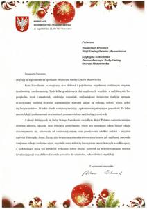 List od Marszałka Województwa Mazowieckiego Adama Struzika