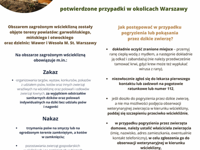 Kolejne przypadki wścieklizny u lisów wolno żyjących na terenie województwa mazowieckiego
