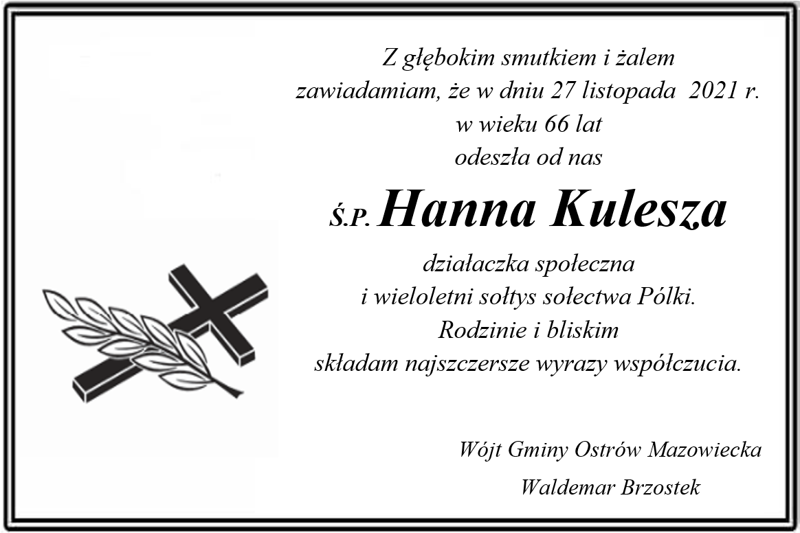 Odeszła Hanna Kulesza