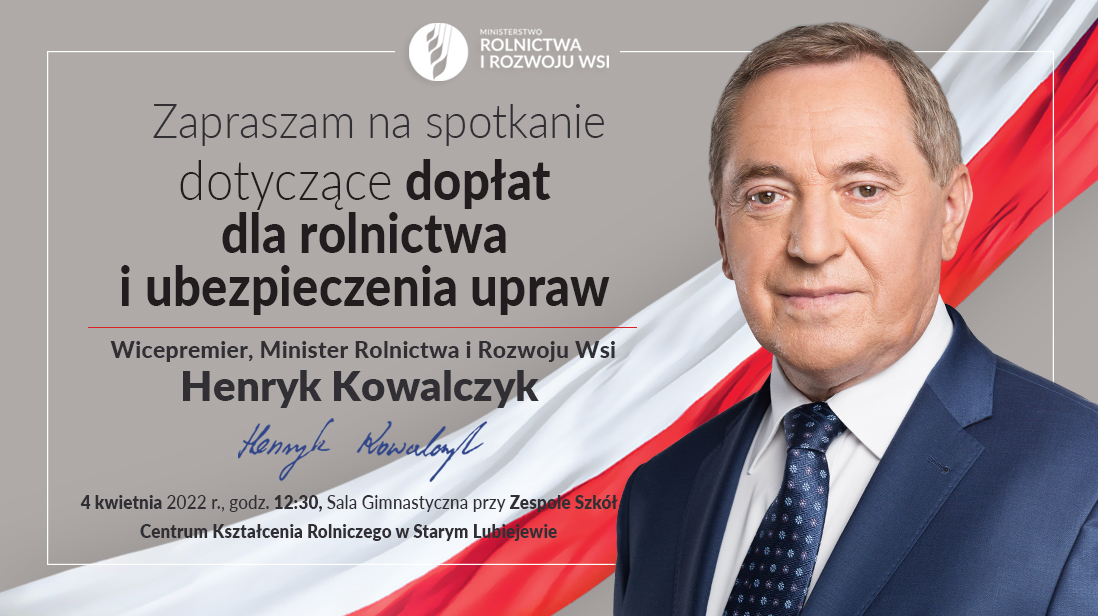 Zaproszenie na spotkanie dotyczące dopłat dla rolnictwa i ubezpieczenia upraw