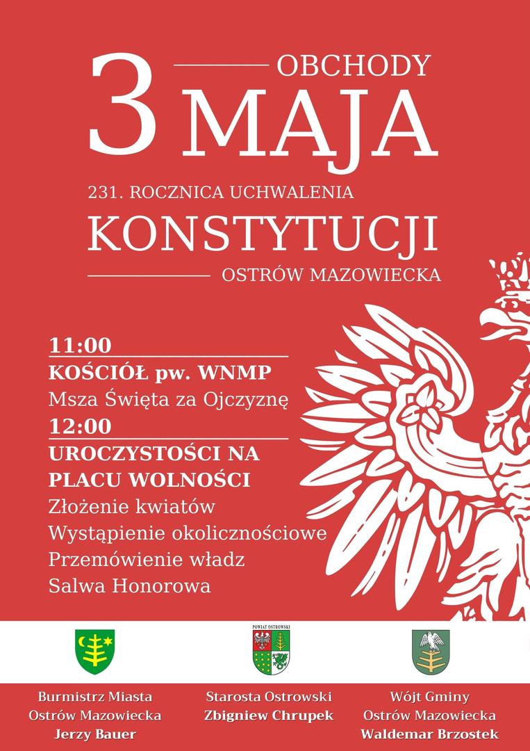 OBCHODY 231. ROCZNICY UCHWALENIA KONSTYTUCJI 3 MAJA
