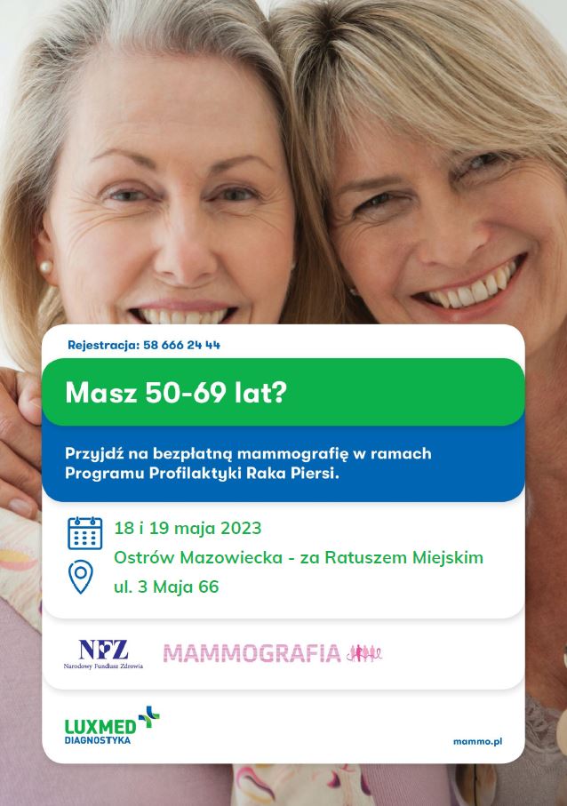 Bezpłatne badania mammograficzne dla Pań w wieku 50-69 lat