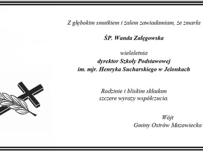 Zmarła ŚP. Wanda Załęgowska